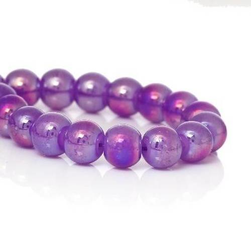 50 perles en verre 6mm brillantes col violet 