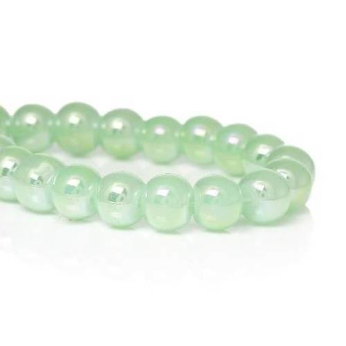 50 perles en verre 6mm brillantes col vert amande 