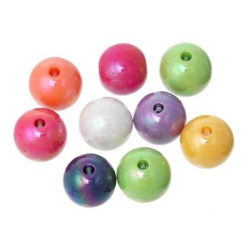50 perles acrylique rondes 12mm mélange de couleurs ab 