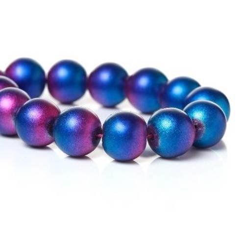 20 perles en verre bicolore 10mm bleue et rose 