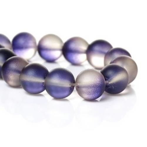 20 perles en verre 10mm  ronde givrée violet 