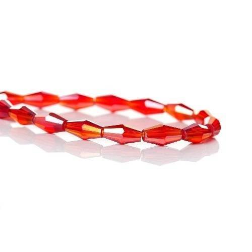 20 perles verre imitation cristal ovale à facettes col rouge ab 