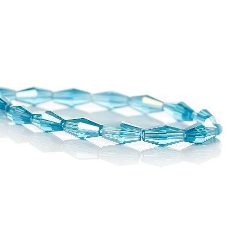 20 perles verre imitation cristal ovale à facettes col bleu ab 