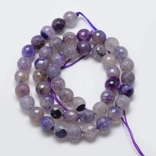 Fil de 48 perles agate à facettes 8mm  lilas 