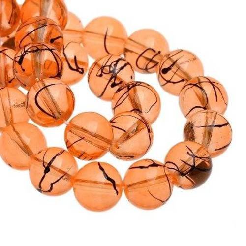 20 perles verre 10mm orange avec filet noir 