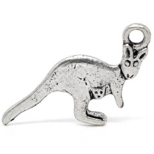 5 breloques pendentif kangourou en métal argenté 