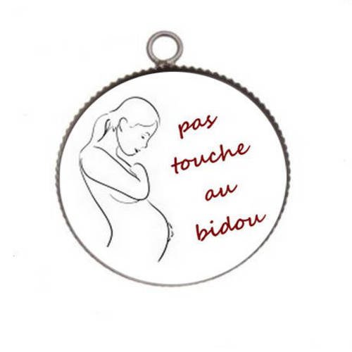 1 pendentif cabochon rond en résine 25mm bébé à bord 012 