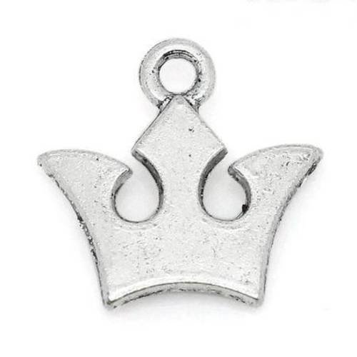 5 breloques pendentif  couronne roi en métal argenté clair 