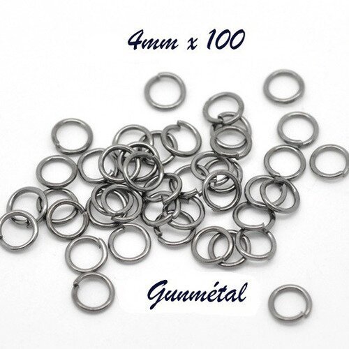 100 anneaux de jonction ouverts 4mm col gunmétal 3342093