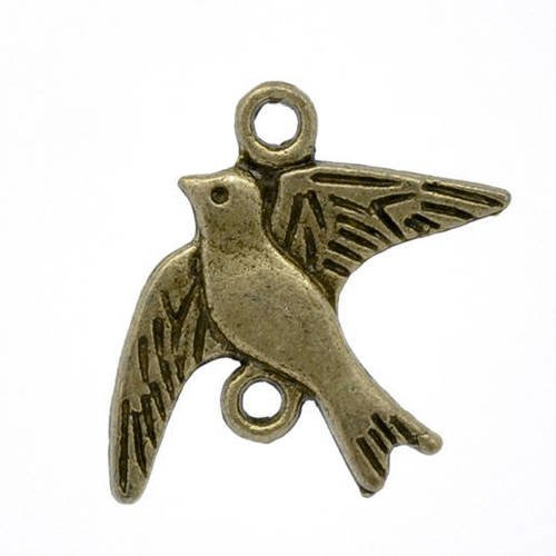 5 connecteurs chandeliers oiseau en métal col bronze 