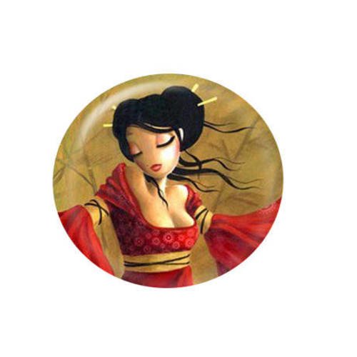 1  cabochon image  rond en résine 25mm femme 