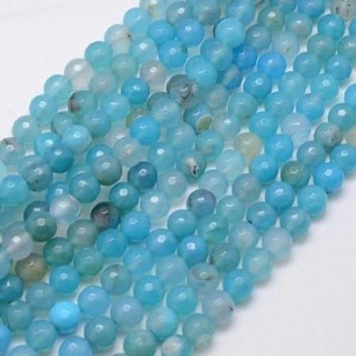 10 perles agate à facettes 8mm  bleu 