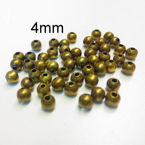 20 perles ronde 4mm en métal col bronze 