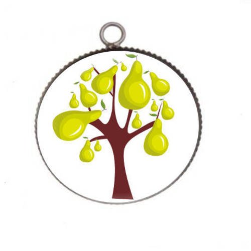 1 pendentif cabochon rond en résine 25mm arbre legume 06 