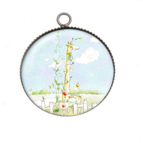 1 pendentif cabochon rond en résine 25mm pastel land 013 
