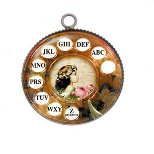 1 pendentif cabochon rond en résine 25mm phone 013 