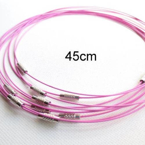 1 tour de cou câble acier gainé  coloris rose