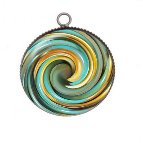 1 pendentif cabochon rond en résine 25mm tourbillon 026