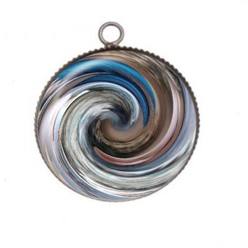 1 pendentif cabochon rond en résine 25mm tourbillon 024