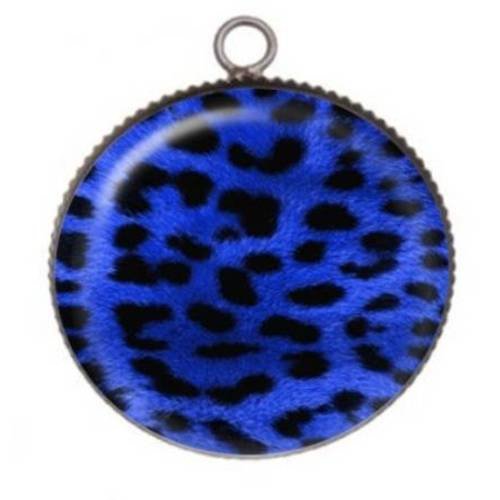 1 pendentif cabochon rond en résine 25mm  leopard 019