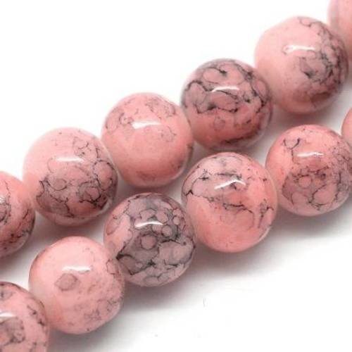 50 perles verre marbrées  saumon oranger  8mm