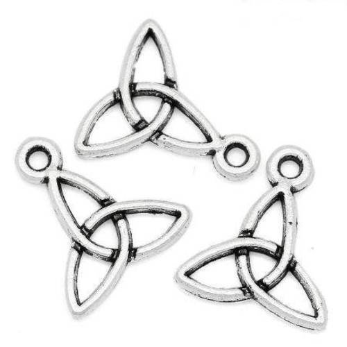 5 breloques pendentifs signe celtique triquetra en métal argenté 
