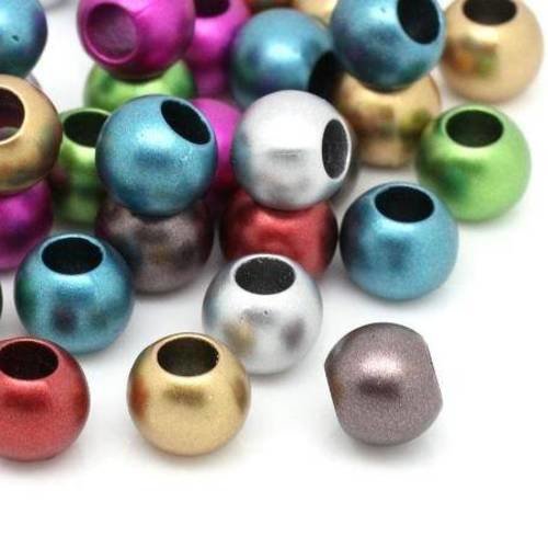 25 perles 12mm en acrylique satinées multicolore