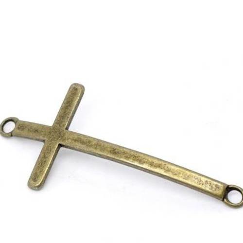 2 connecteurs  croix incurvée en métal couleur bronze