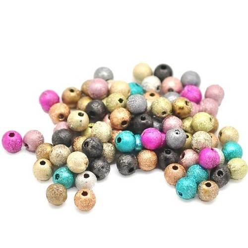 50 perles stardust 6mm multicolore brillantes 