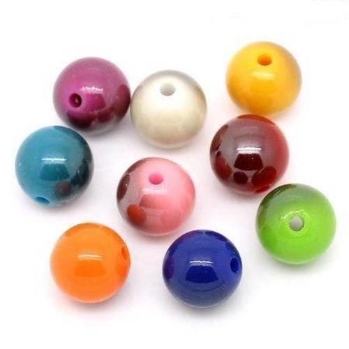 20 perles acrylique 12mm couleur duo en mélange 