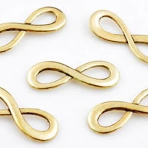 5 connecteurs symbole infini en métal doré 
