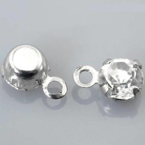 12  breloques pendentifs strass blanc  et métal argenté 