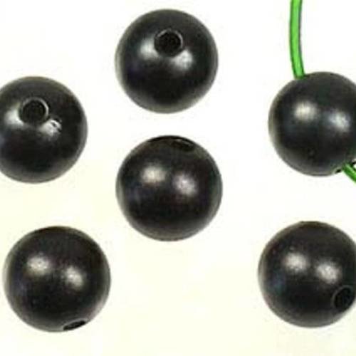 25 perles mates noir en acrylique 10mm