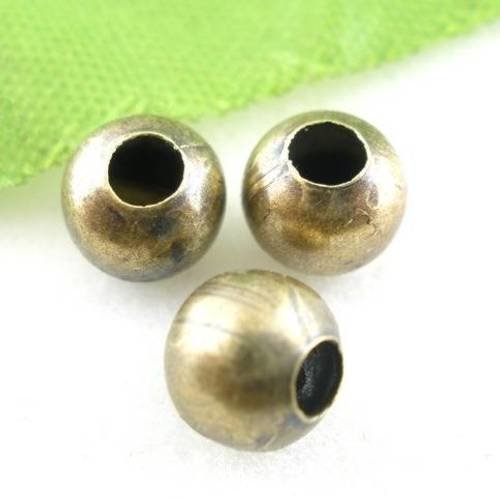 20 perles en métal 6mm couleur bronze