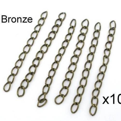 10 chainettes d'extension en métal col bronze 4.5/5cm 