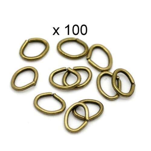 Lot de 100 anneaux ovales ouverts bronze 1153065