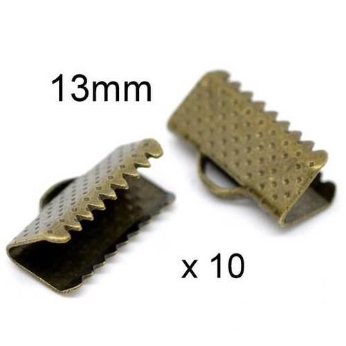 10 attaches embouts griffe fermoirs 13mm bronze 