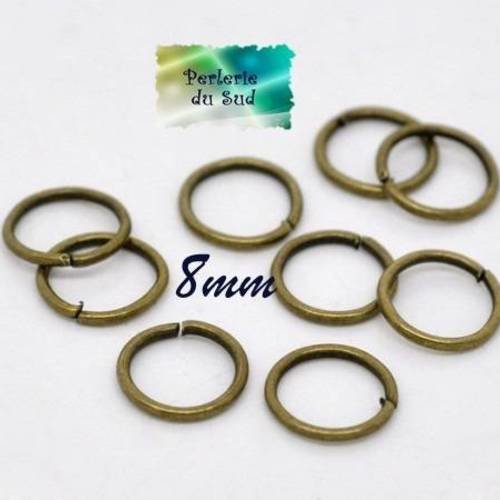 50 anneaux de jonction 8mm métal col bronze 