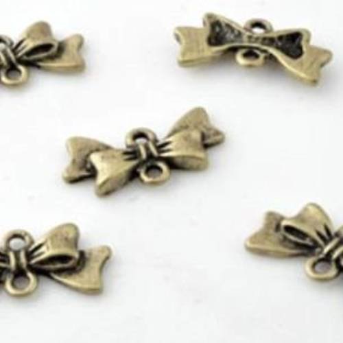 5 pendentifs connecteurs métal noeud papillon bronze 
