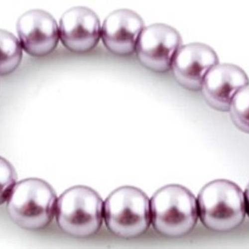 50  perles en verre rose violet 8mm 