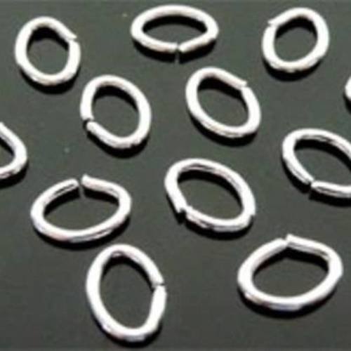 100 anneaux ovales métal argenté 6x5mm 