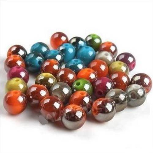 50 perles en mélange brillante multicolore de 8mm 
