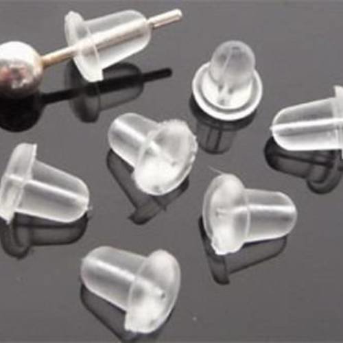 50 embouts stoppeurs en silicone pour clous d'oreilles 