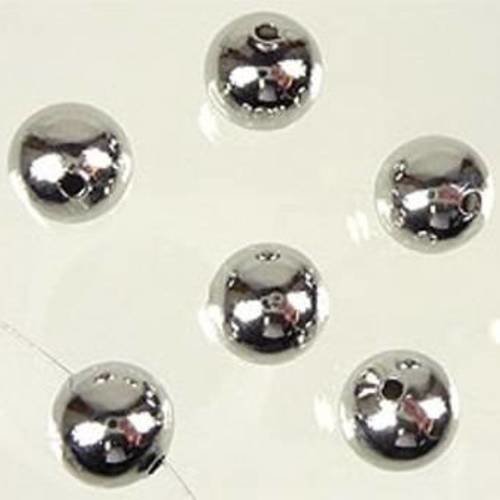 20  perles rondes 6mm en cbb col argenté 