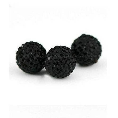 5 perles strass boule shamballa 10mm noir