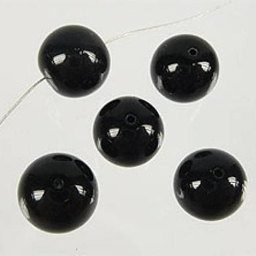 25 perles en verre 10mm noires 