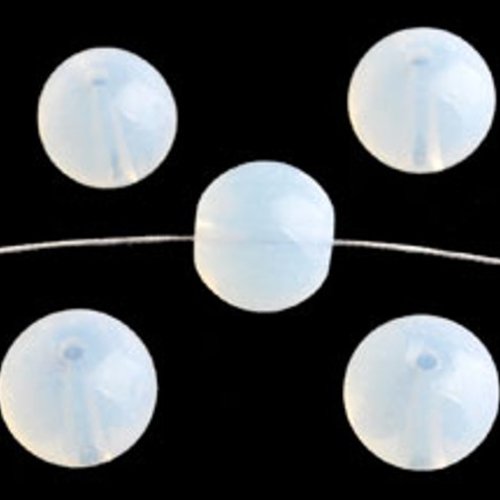 25 perles en verre 10mm blanches transparentes