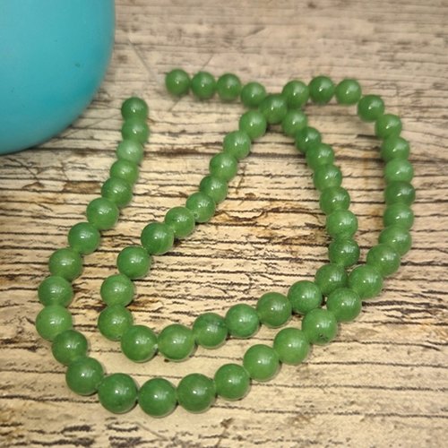 1 fil 63/65 perles de jade 6mm ronde vert olive