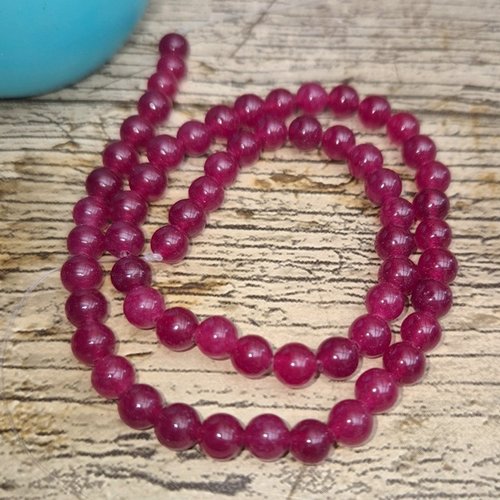 1 fil 63/65 perles de jade 6mm ronde bordeaux