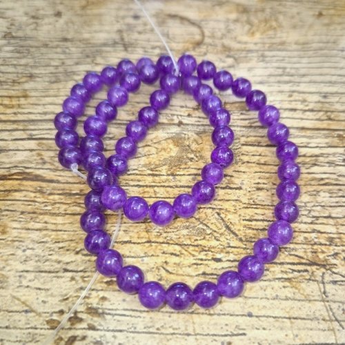 1 fil 63/65 perles de jade 6mm ronde violet foncé